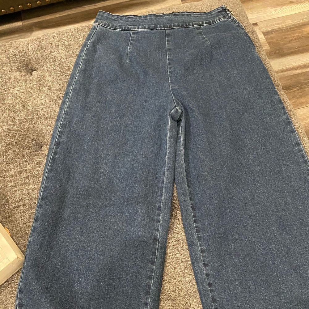 Women’s wide  leg poncho jean pants